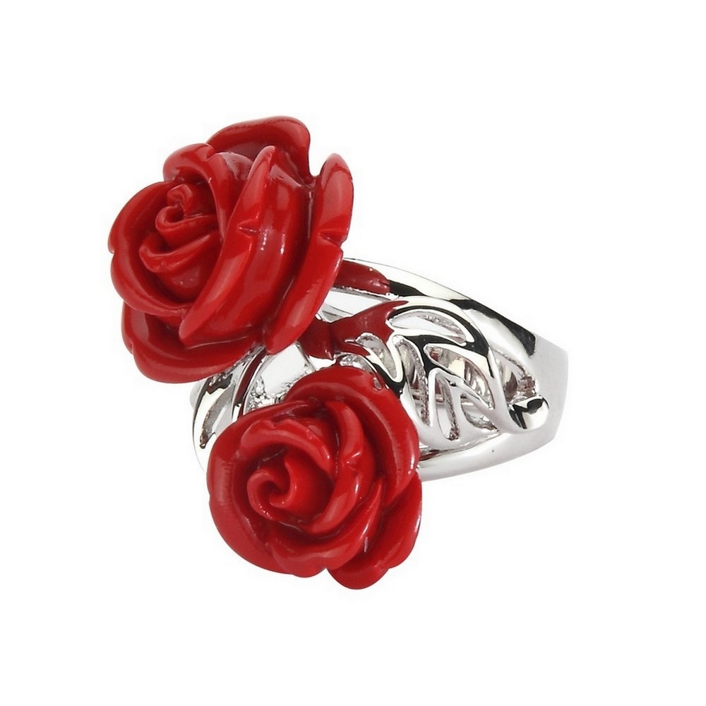 Ring resin rose and leaf
