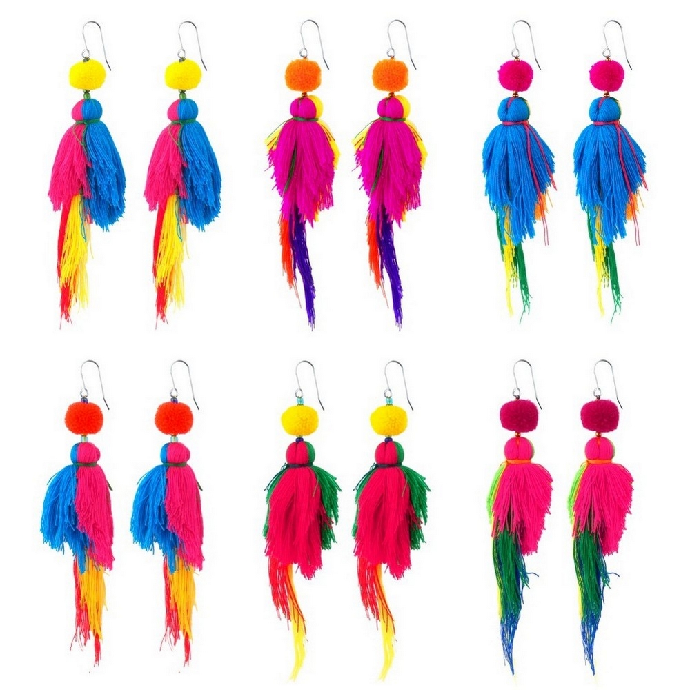 Drop earring cotton exotic bird