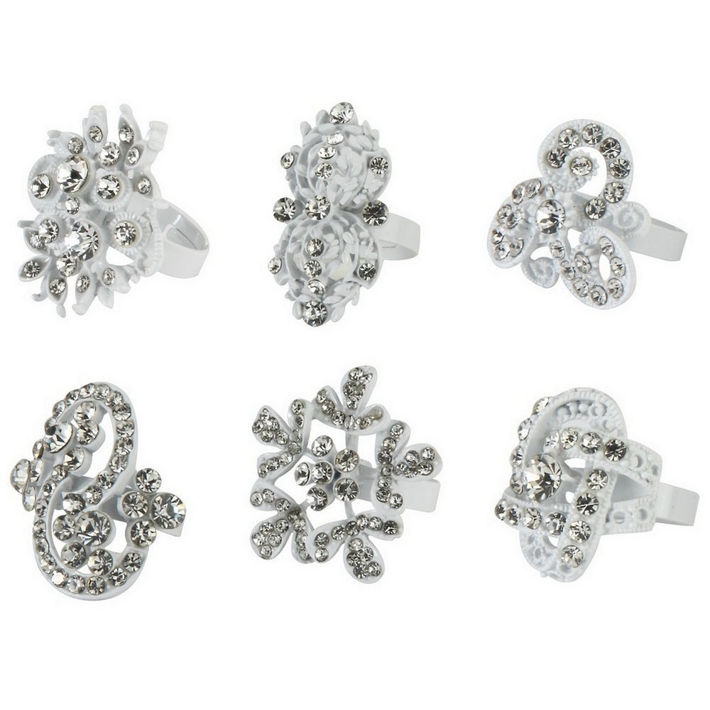 Ring crystal glass studded bright white