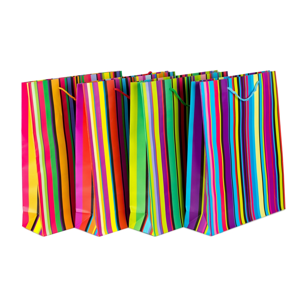 Gift packaging paper bag striped large multicoloured