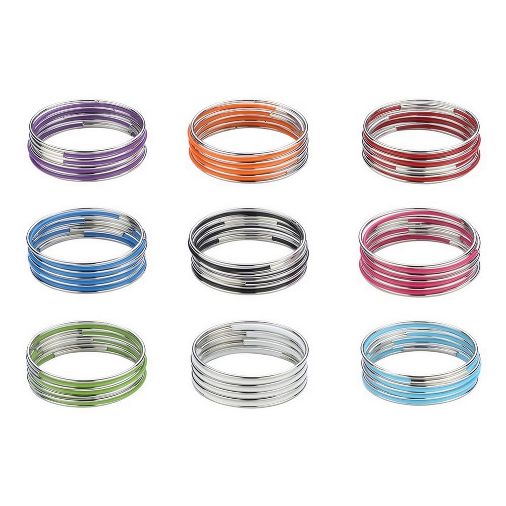 Bangle metal coloured 9 piece bunch 9 colours assorted