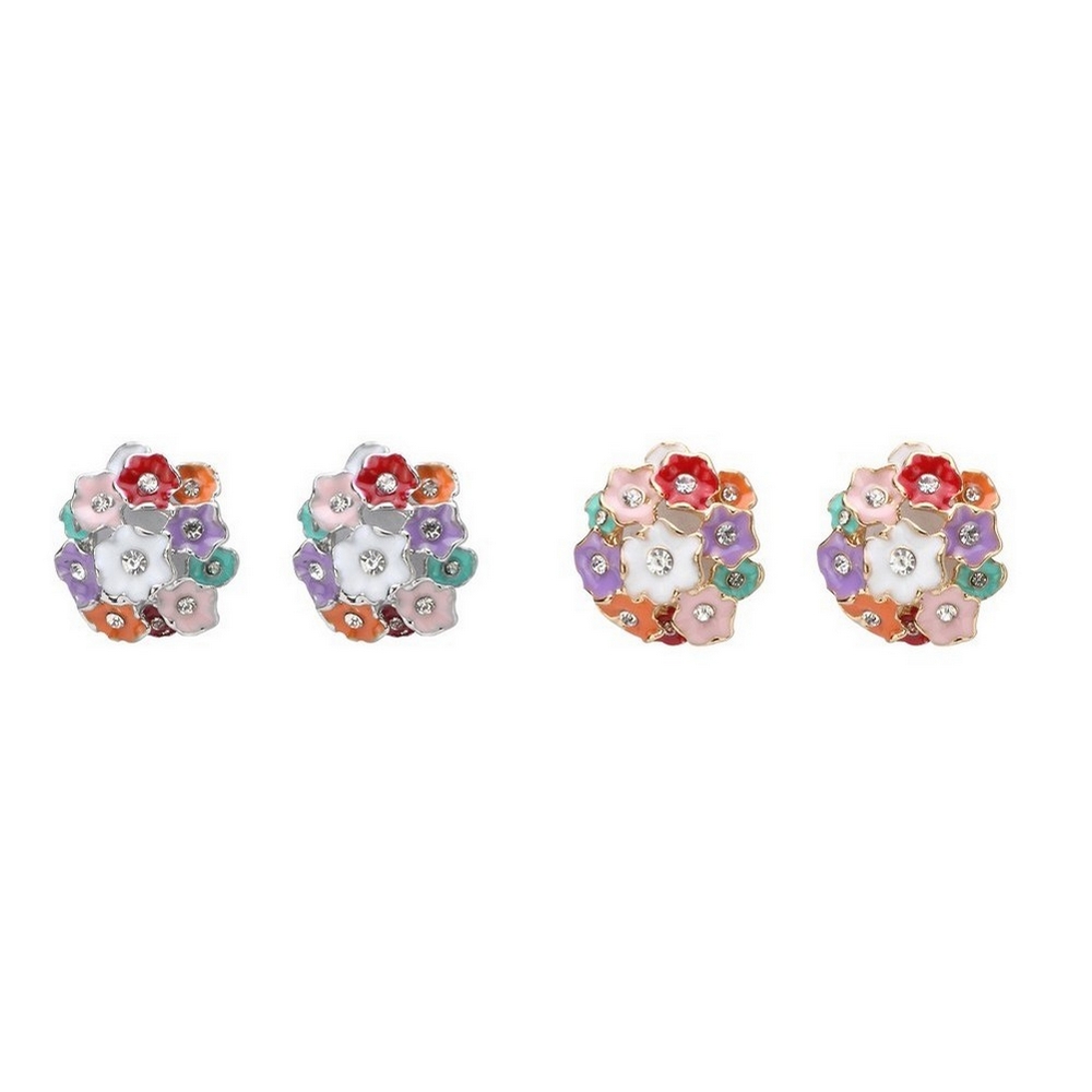 Stud earring enamel floral bouquet