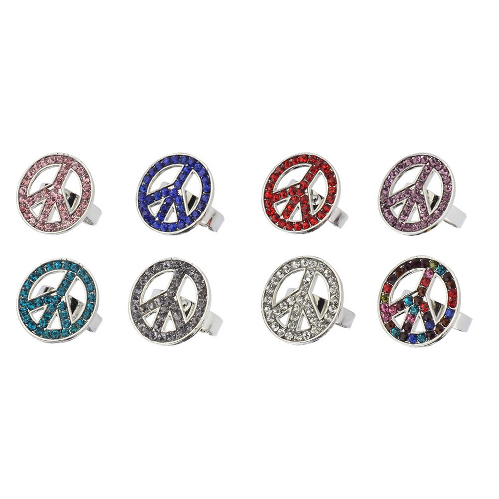 Ring crystal glass peace sign