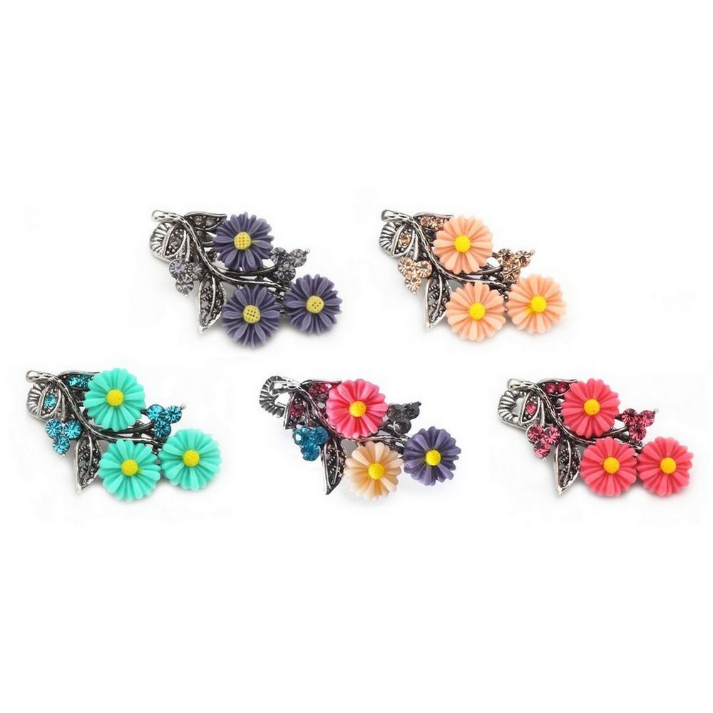 Barrette crystal glass floral spray