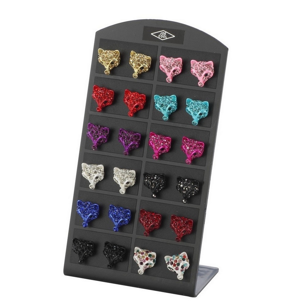 Stud earring crystal glass fox head 12mm