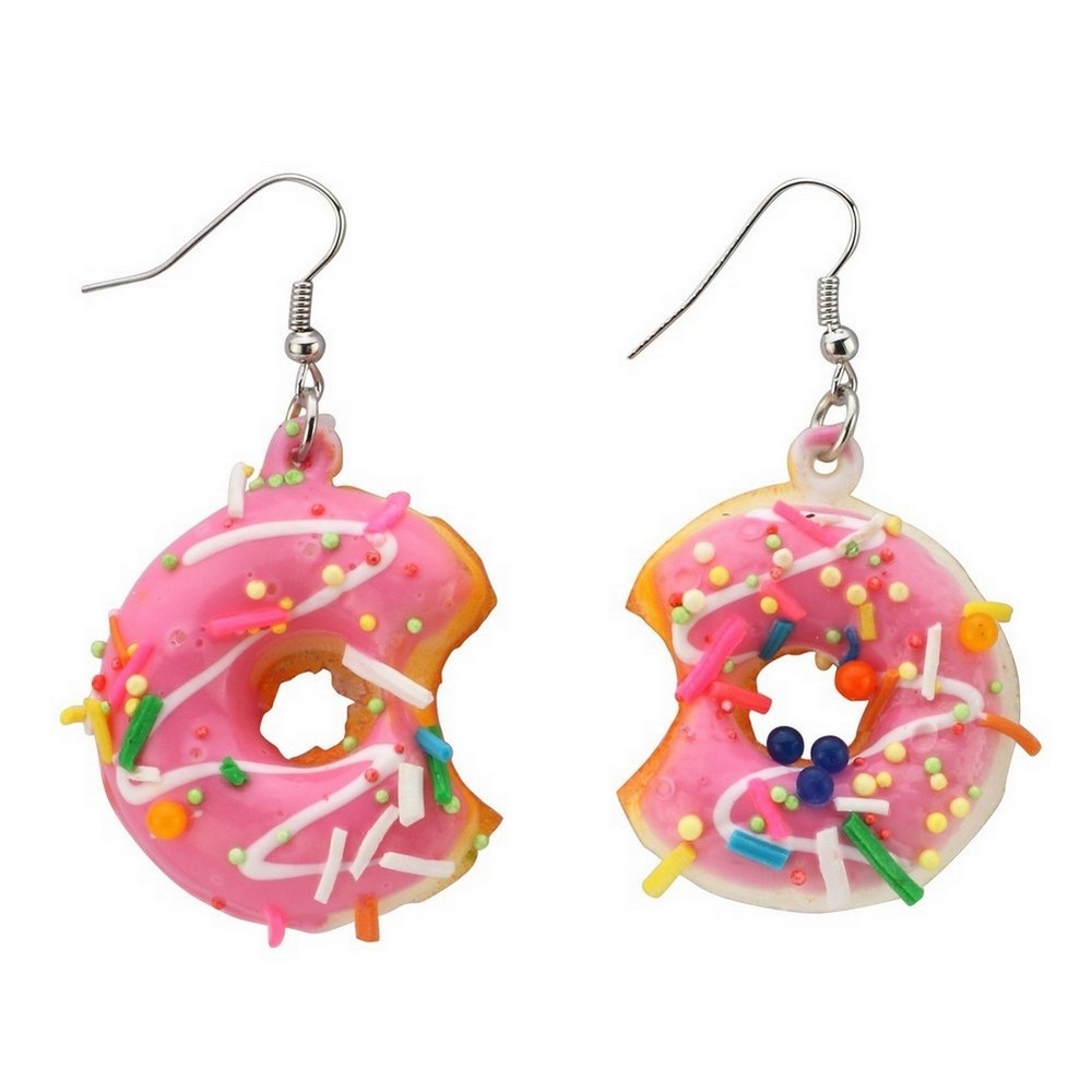 Drop earring iced doughnut pink