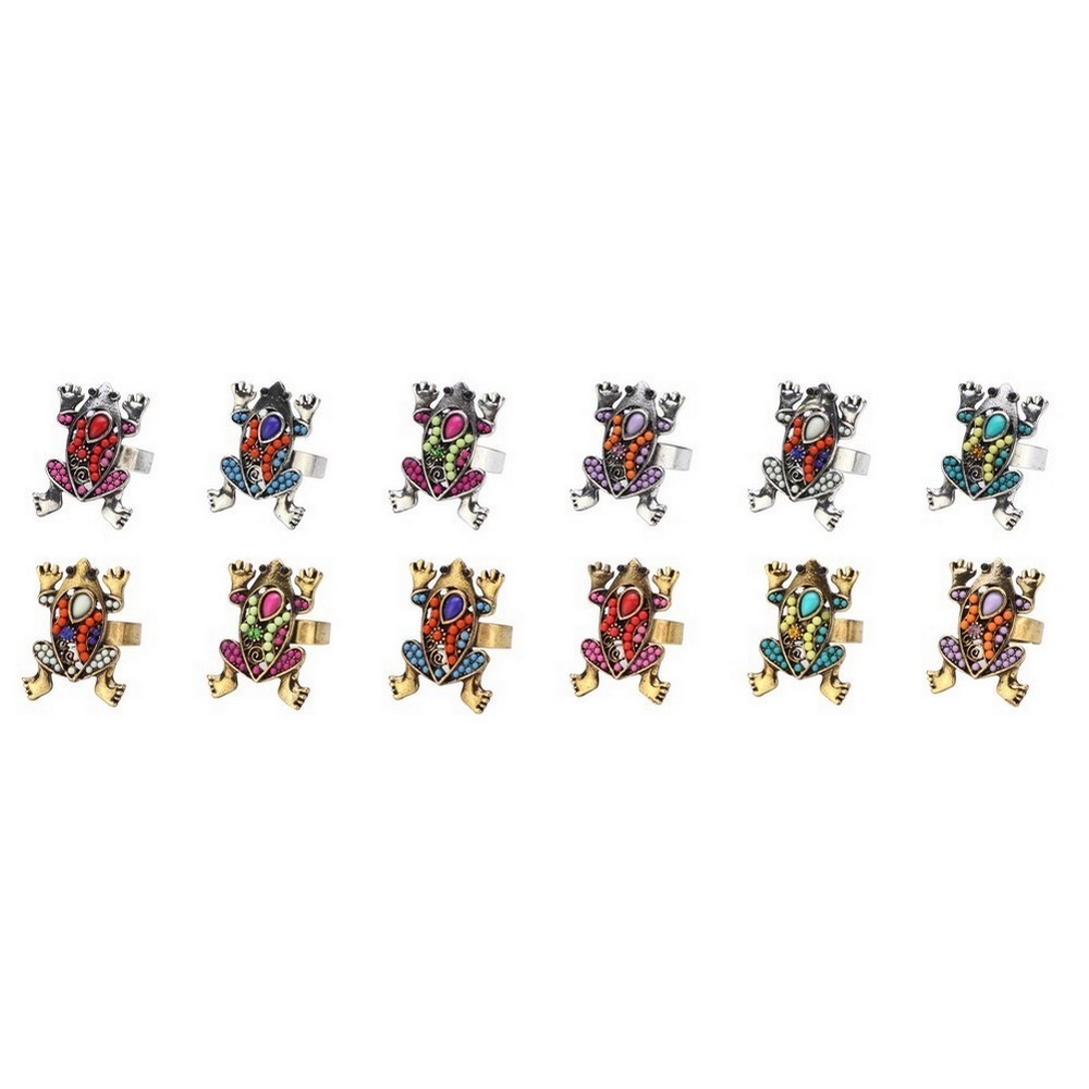 Ring enamel & crystal glass frog