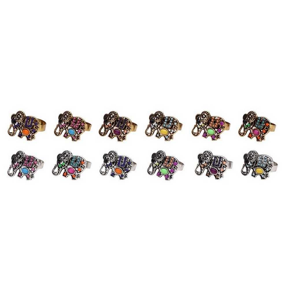 Ring enamel & crystal glass elephant