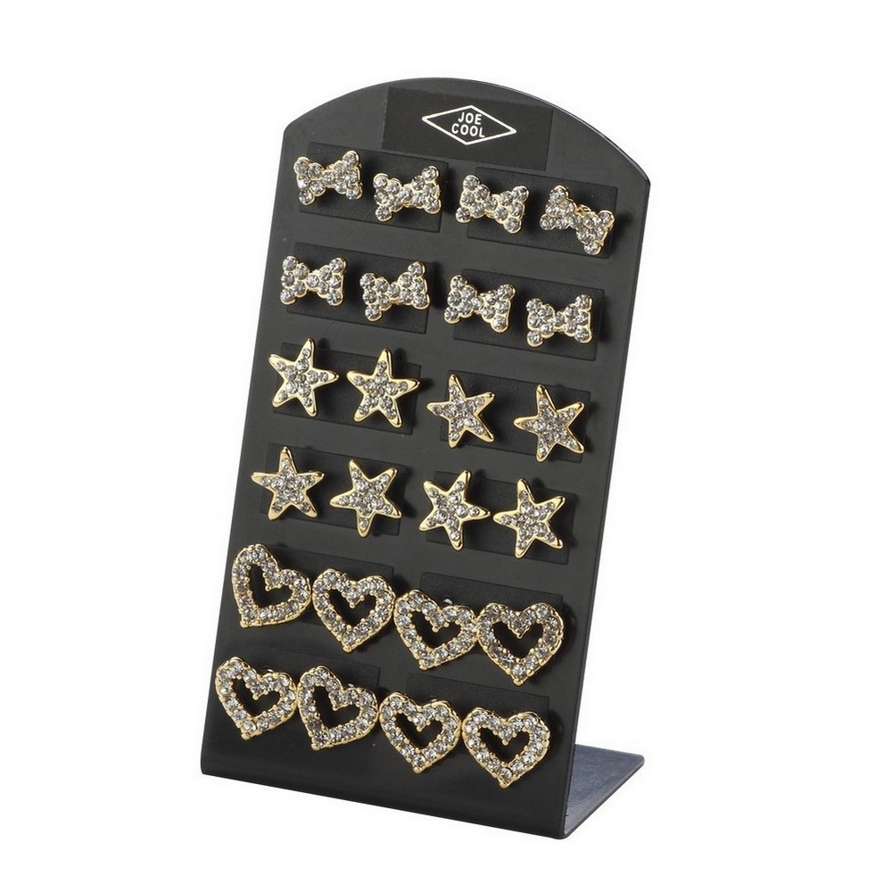 Stud earring crystal glass star bows & hearts