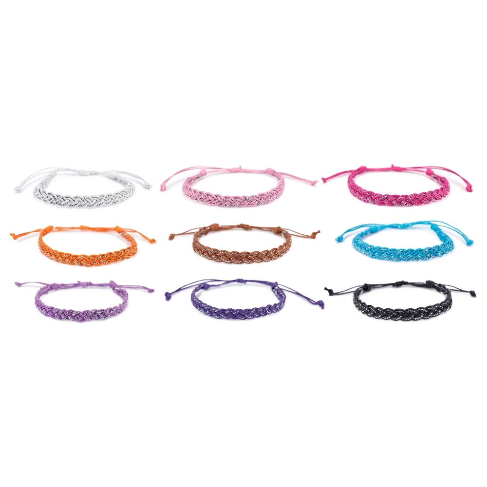 Bracelet cotton self coloured with glitter strand weave multi