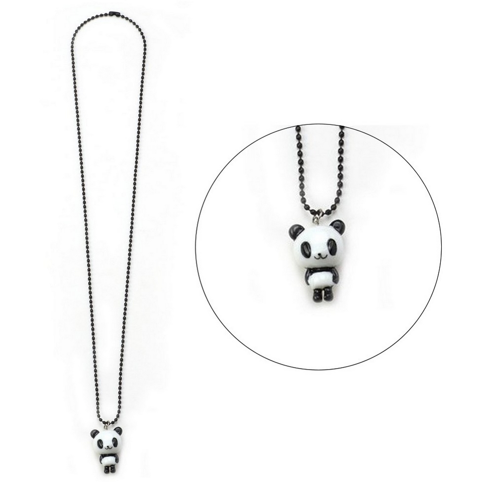 Necklace with a pendant resin panda on a ball chain