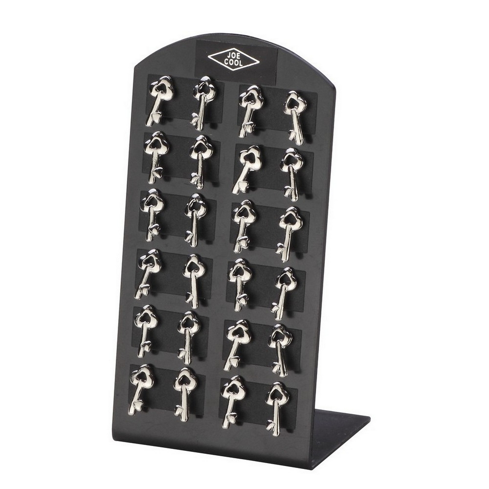 Stud earring key to life and hearts silver