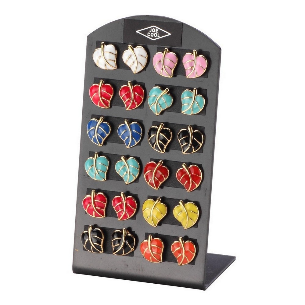 Stud earring enamel leaf