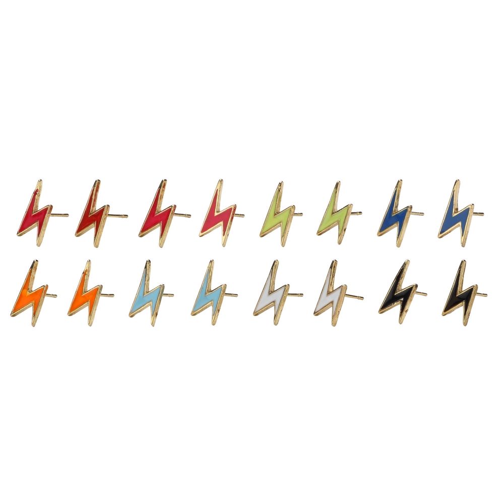 Stud earring enamel lightning bolt multicoloured