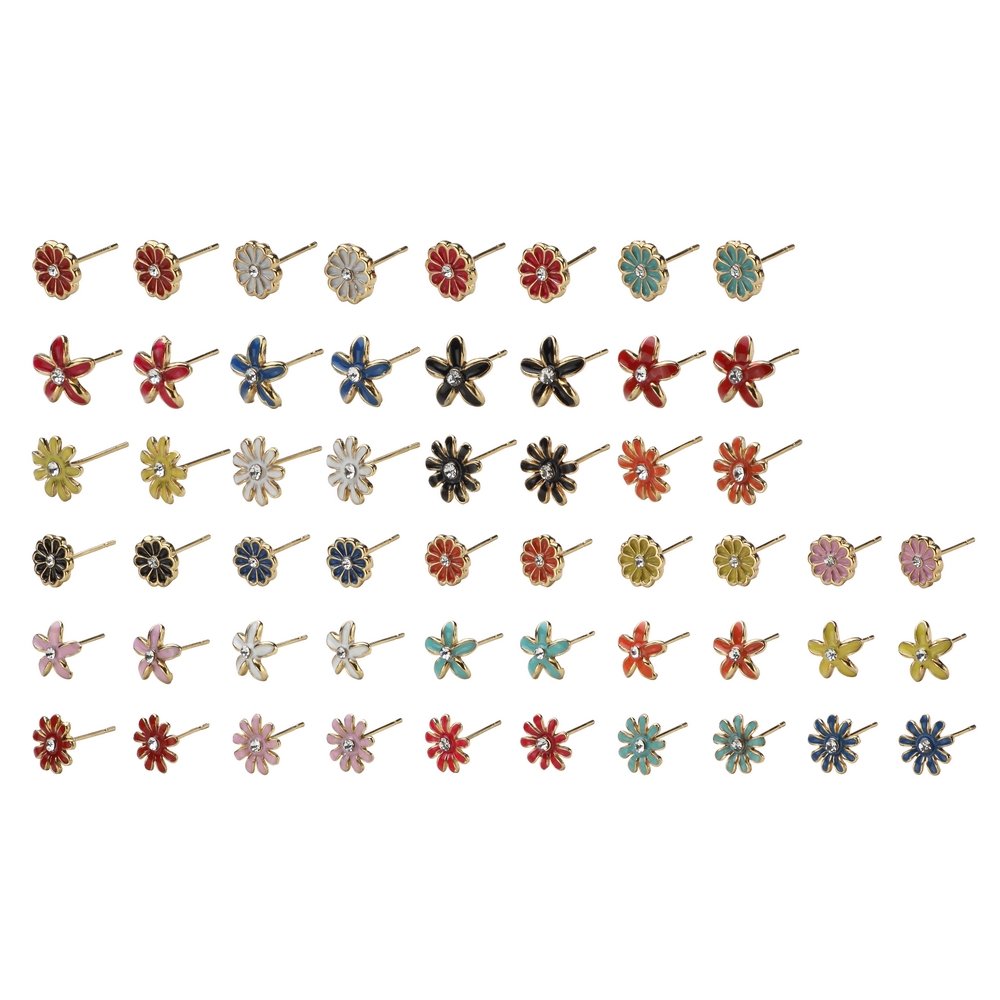 Stud earring enamel silver &  enamel vintage flower assortment