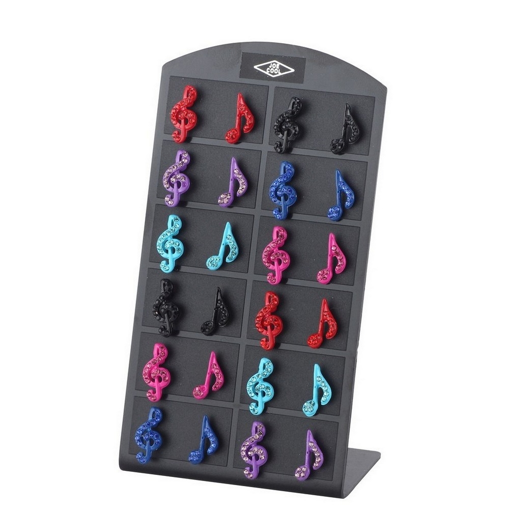 Stud earring crystal glass treble clef & music note