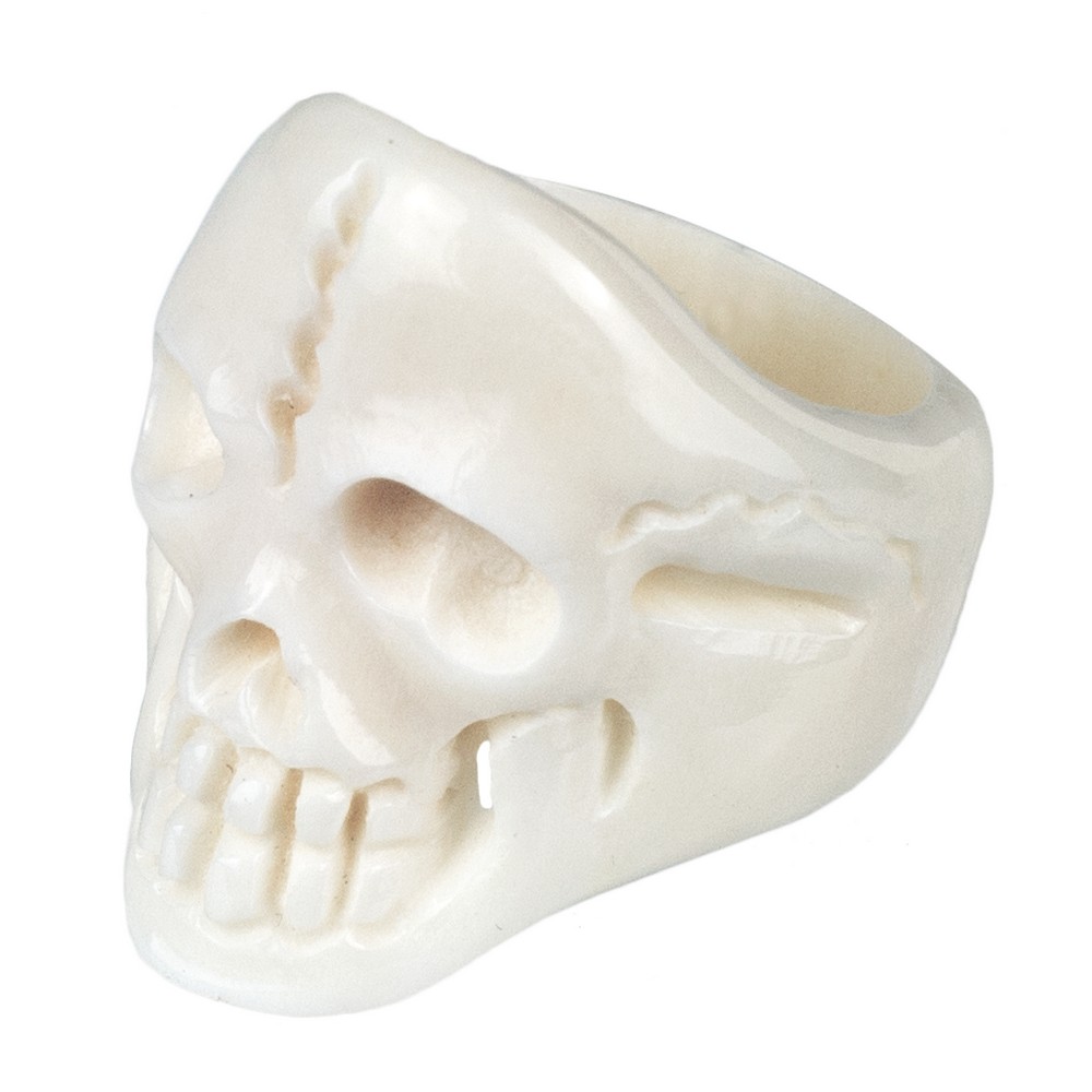Ring bone looking skull hand carved off-white