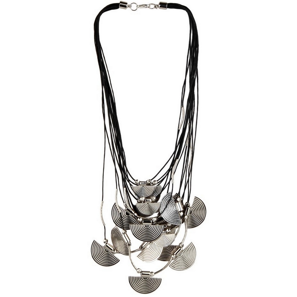 Bead string necklace cord with fan charm