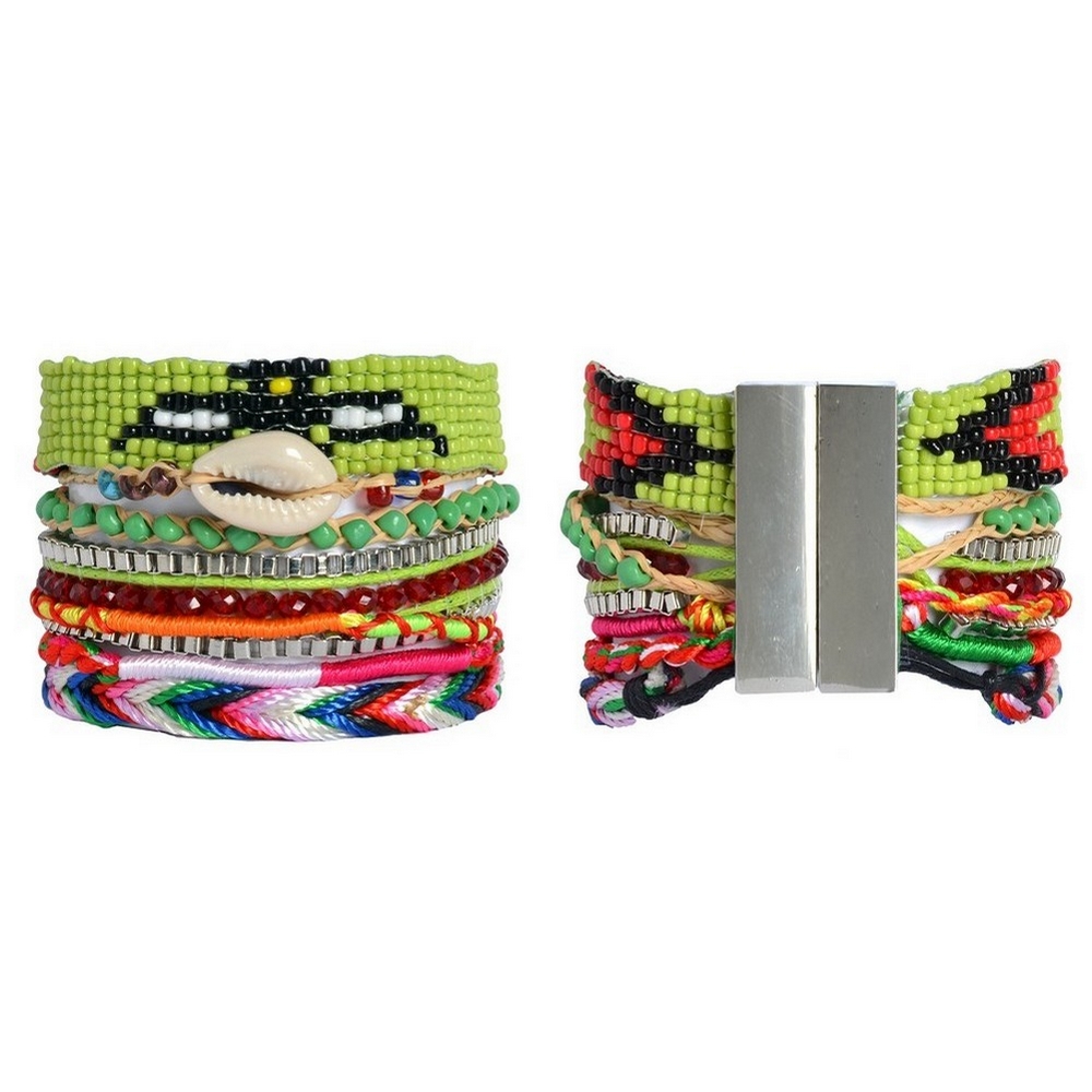 Bracelet glass boho lime & red