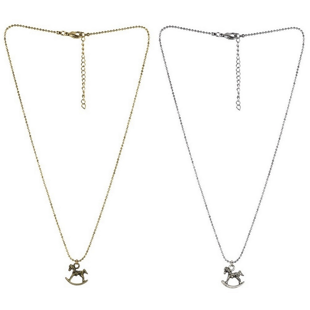 Necklace with a pendant rocking horse