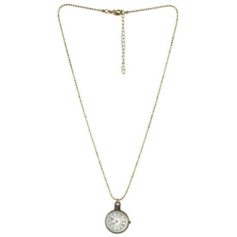 Necklace with a pendant clock chain gold