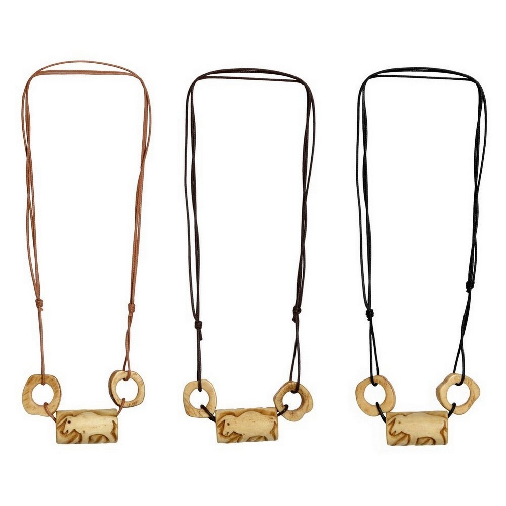 'Any length' necklace with a pendant bone & cord bison on barrel bead with hoops