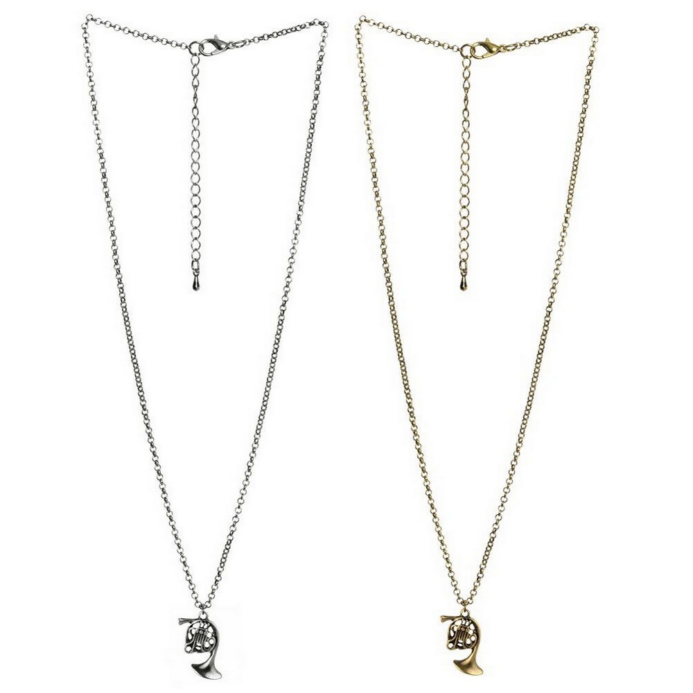 Necklace with a pendant french horn
