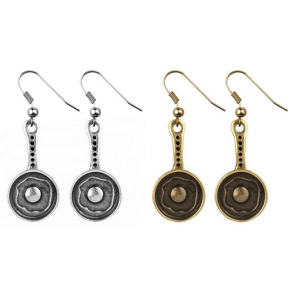 Drop earring egg in frying pan