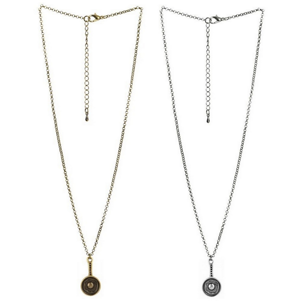 Necklace with a pendant egg in frying pan