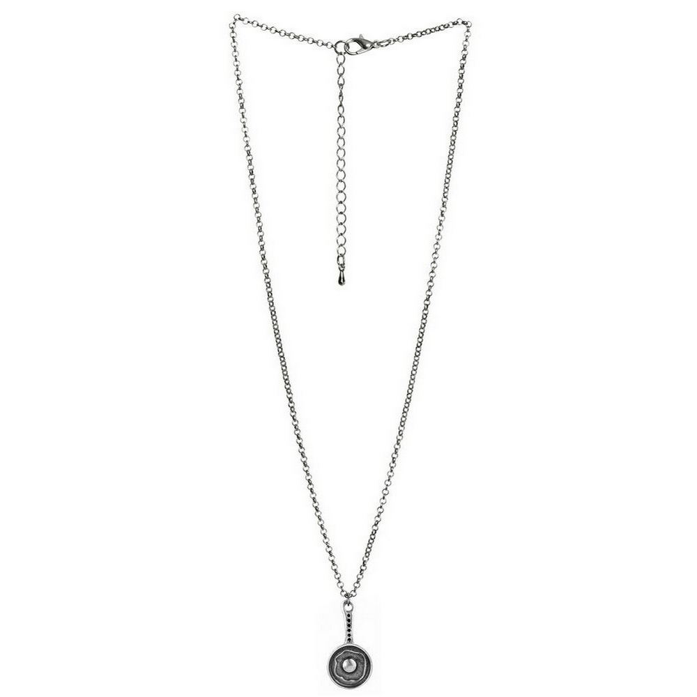Necklace with a pendant egg in frying pan 45mm 42+5cm chain silver