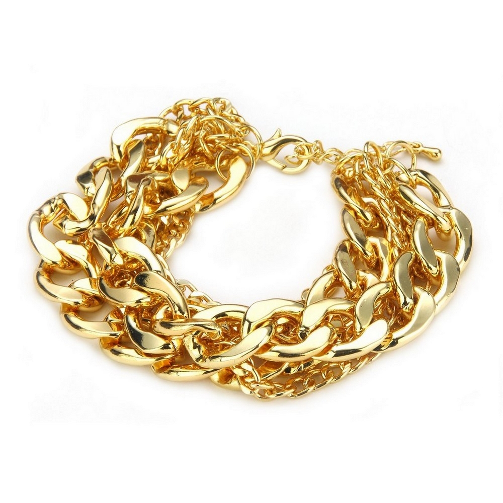 Bracelet 6 strand curb chain 23 + 5cm gold