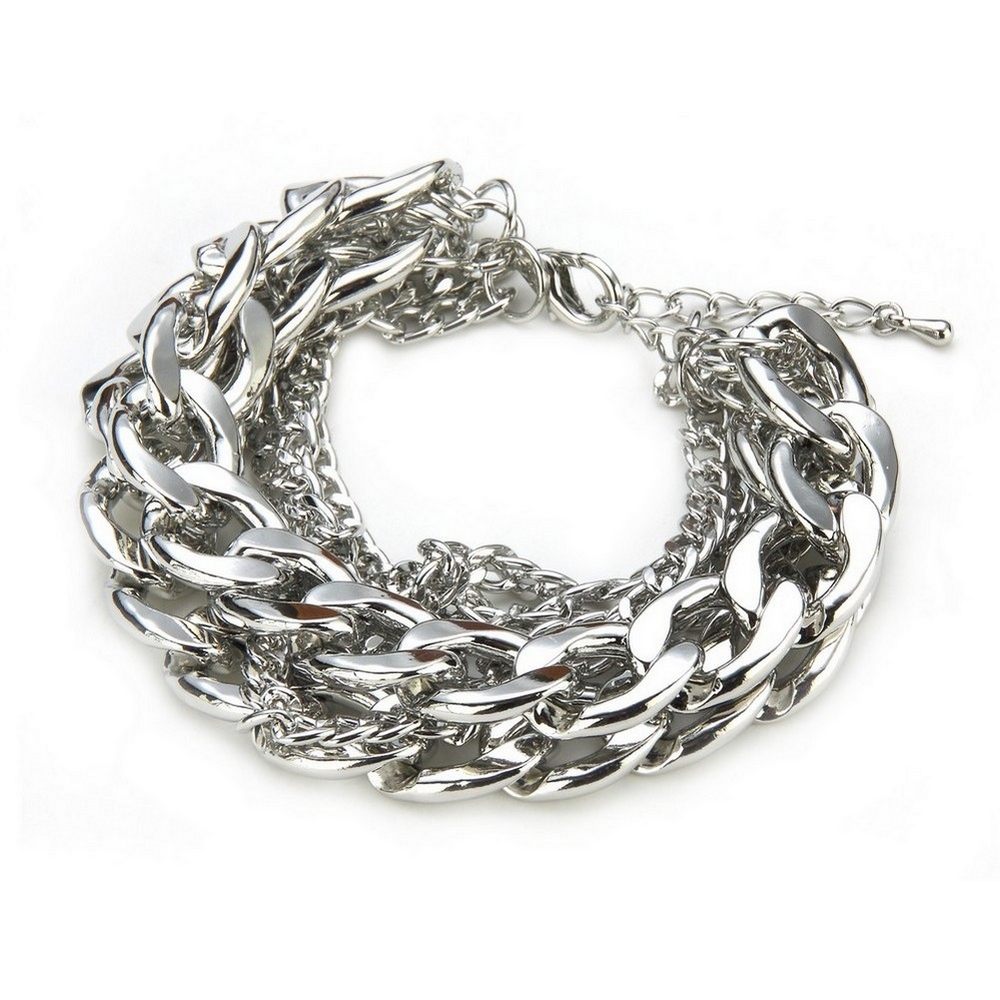 Bracelet 6 strand curb chain 23 + 5cm silver