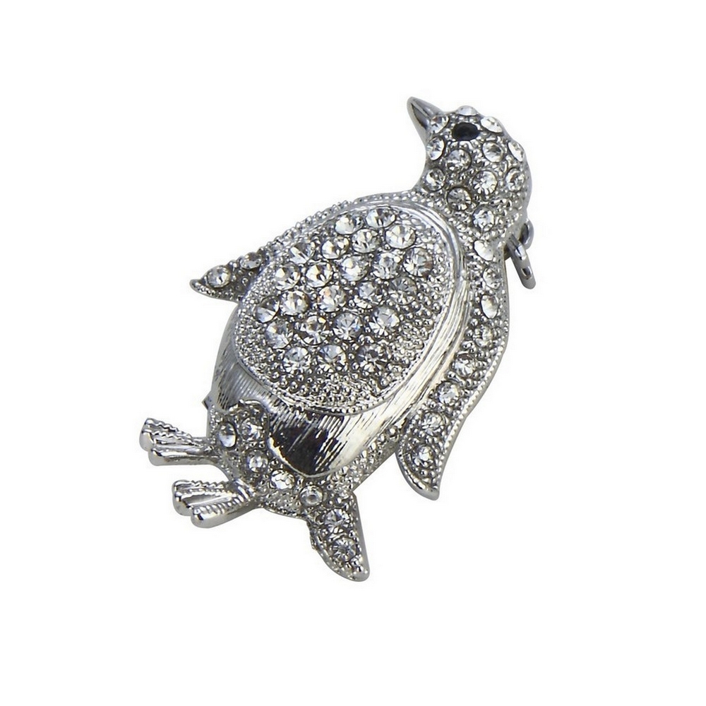 Brooch crystal glass penguin