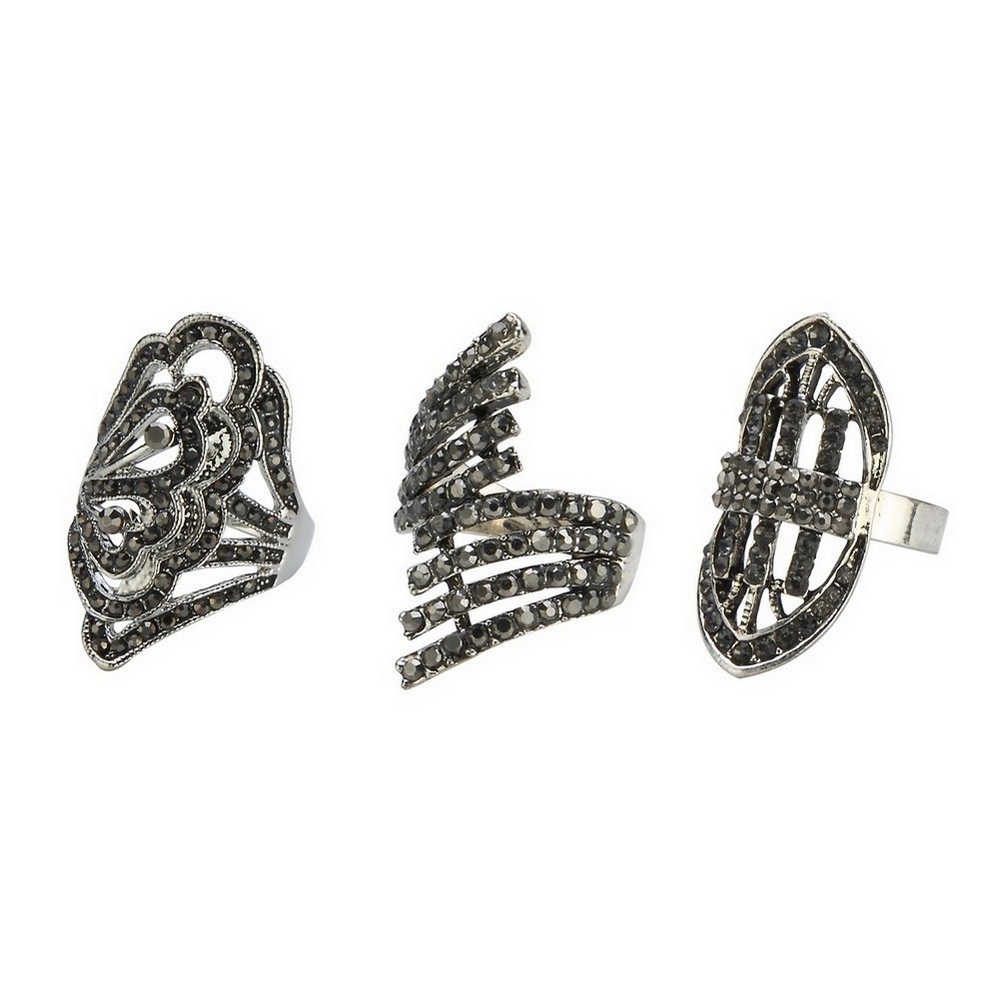 Ring crystal glass marcasite 32mm