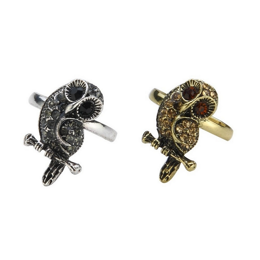 Ring crystal glass owl