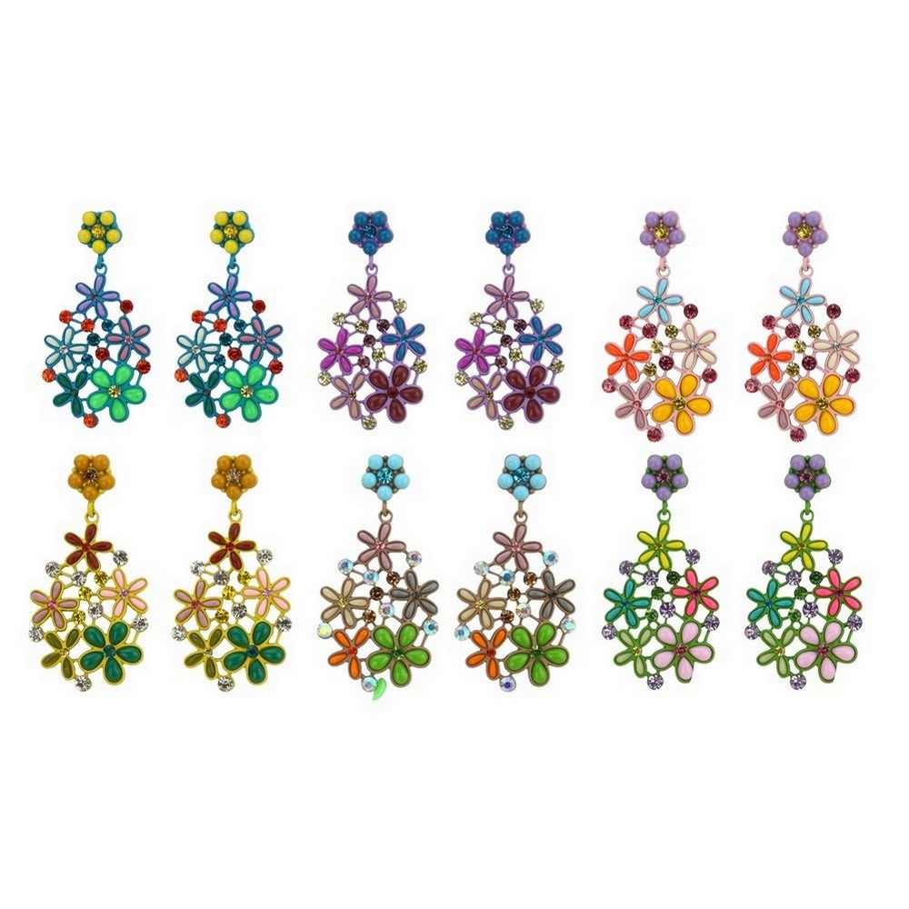 Drop earring crystal glass flower explosion
