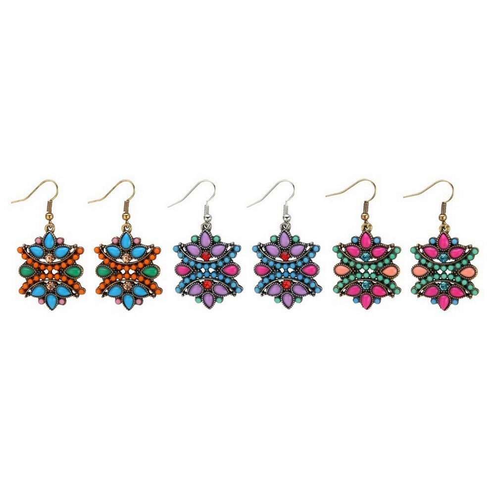 Drop earring enamel embellished heraldic 50mm