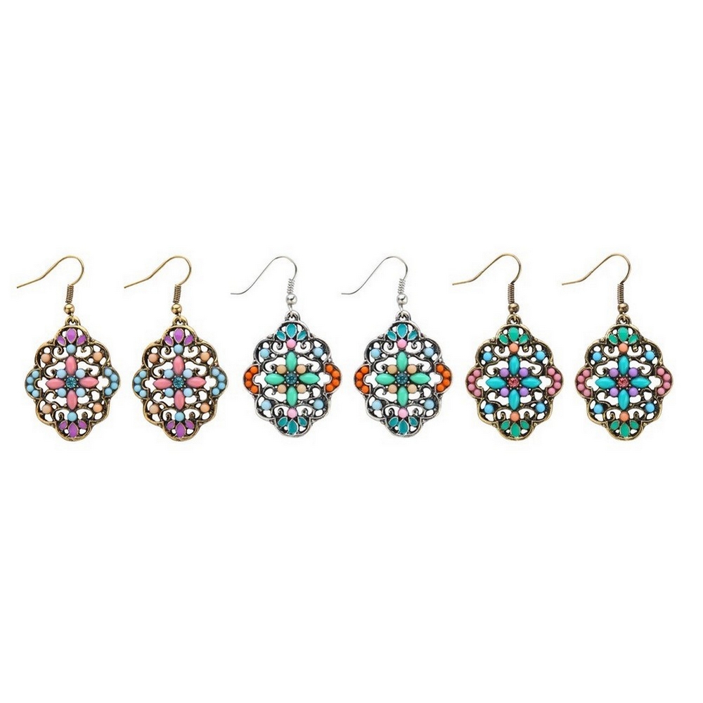 Drop earring enamel embellished emblem