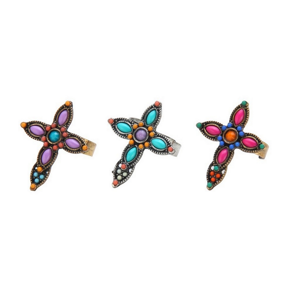 Ring enamel embellished benedictine cross 33mm