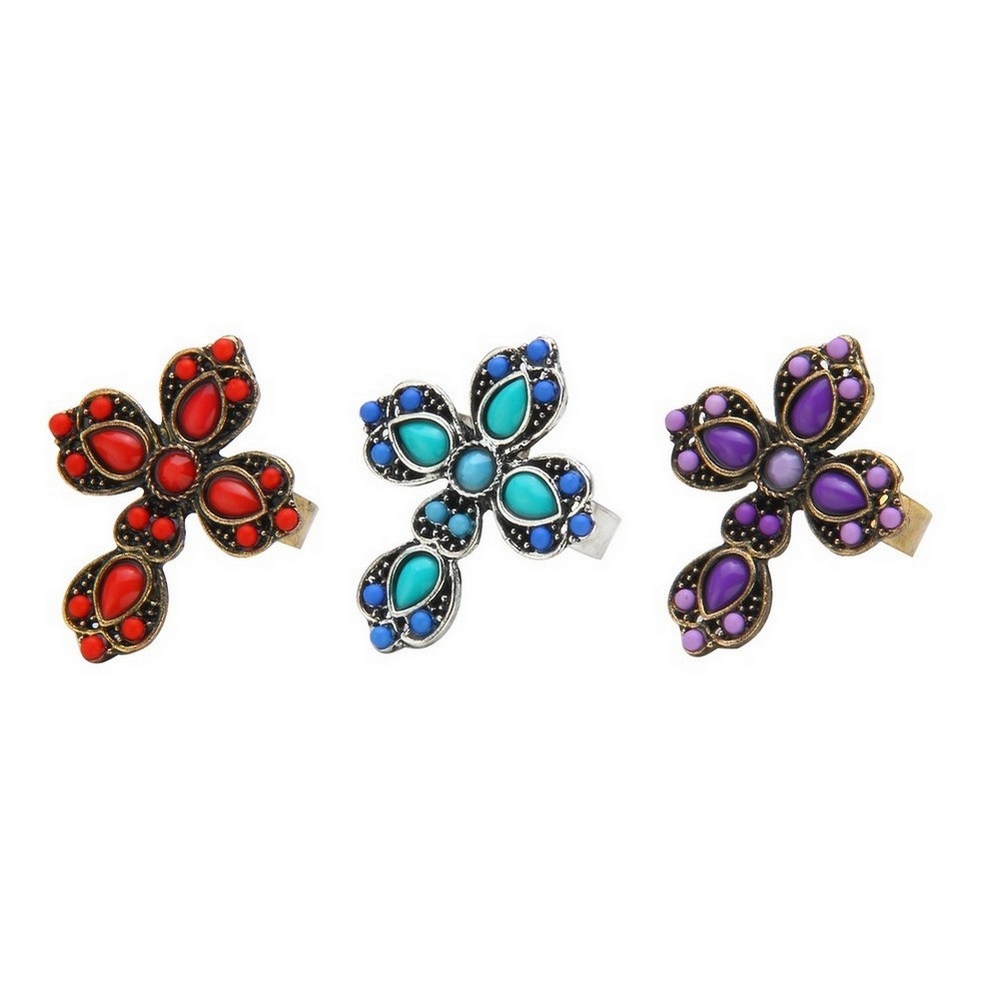 Ring enamel embellished french cross