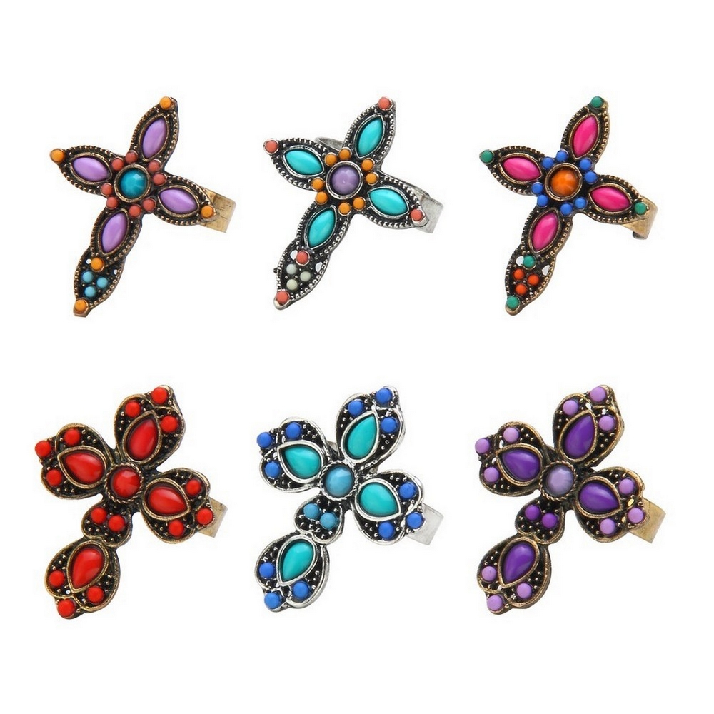 Ring enamel embellished cross assortment