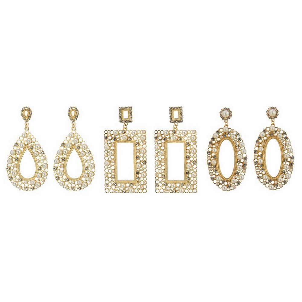 Stud & drop earring glass pearl beads