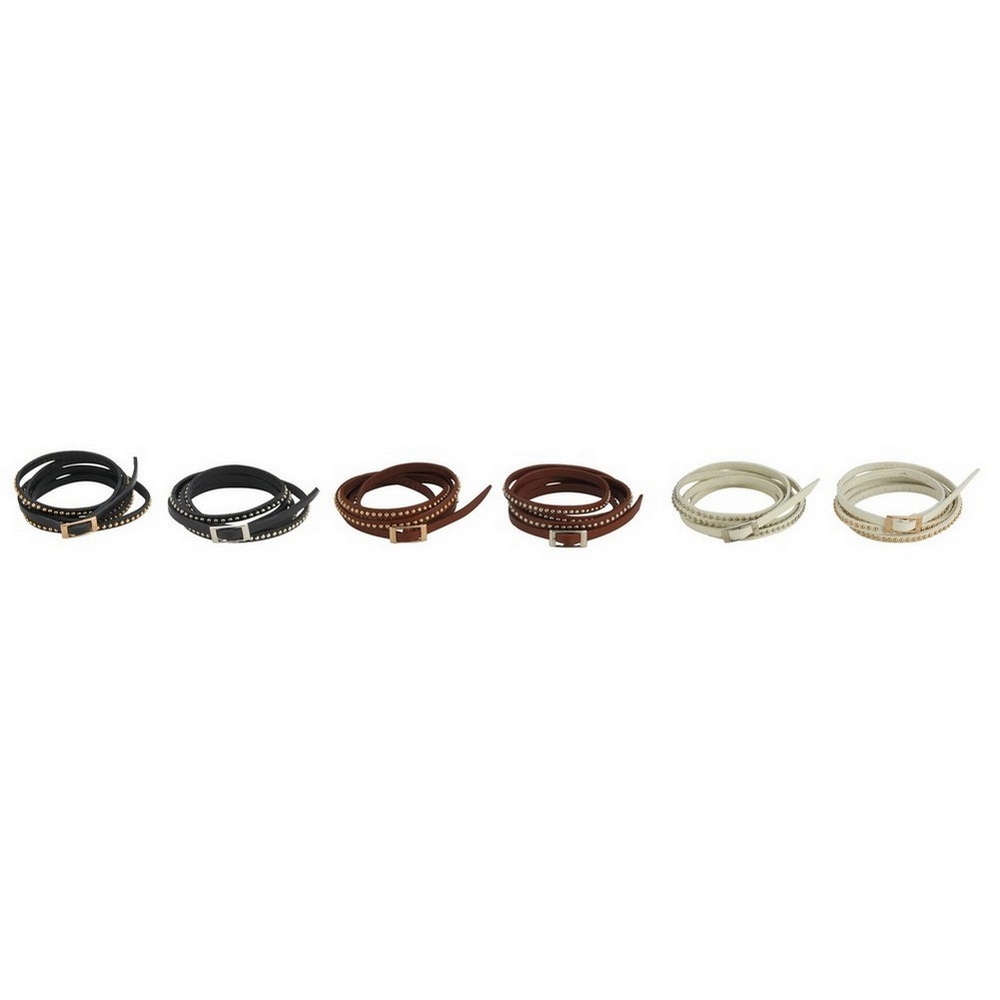 Wrap bracelet leather studded slim band