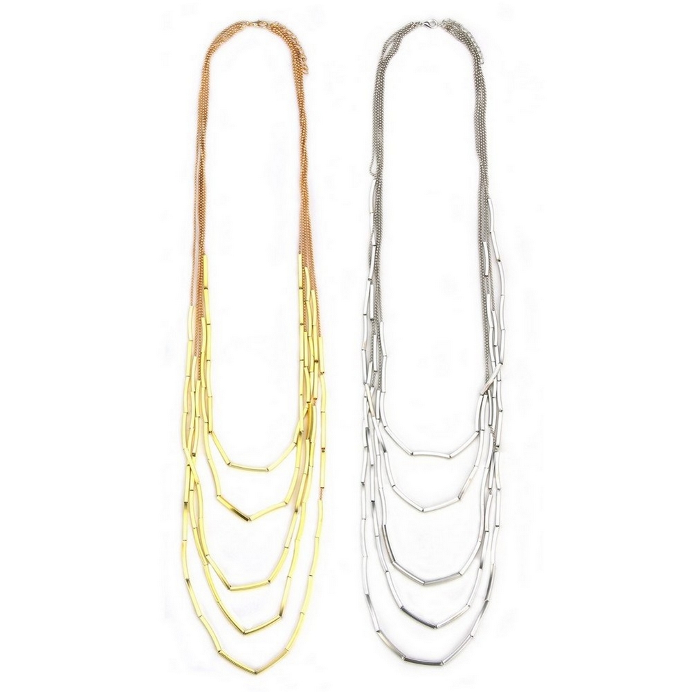 Necklace chain multi-strand chain with facet tube beads