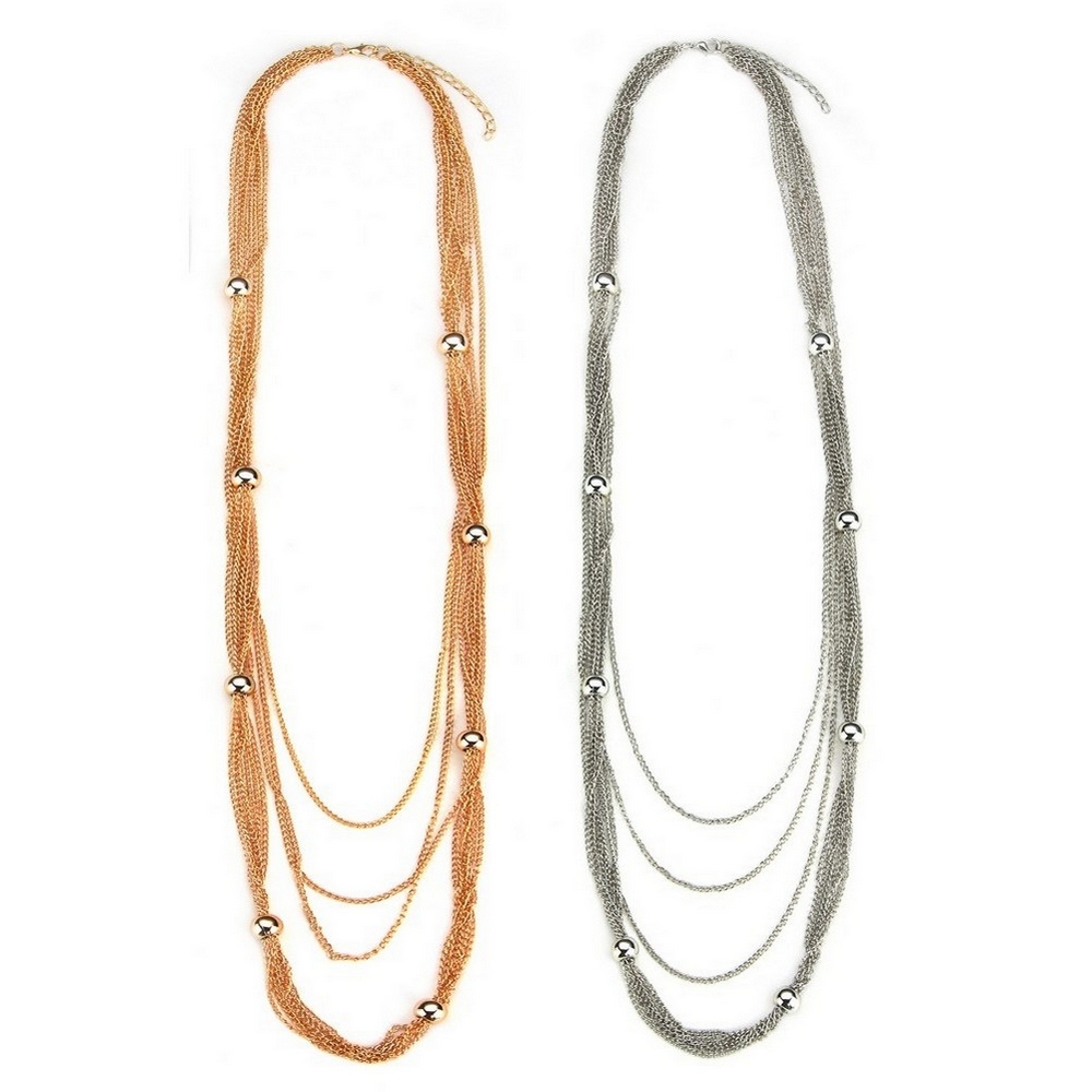 Necklace chain multi-strand chain with bead stations