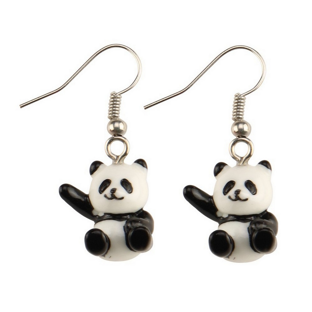 Drop earring acrylic hello panda black & white - Image 2