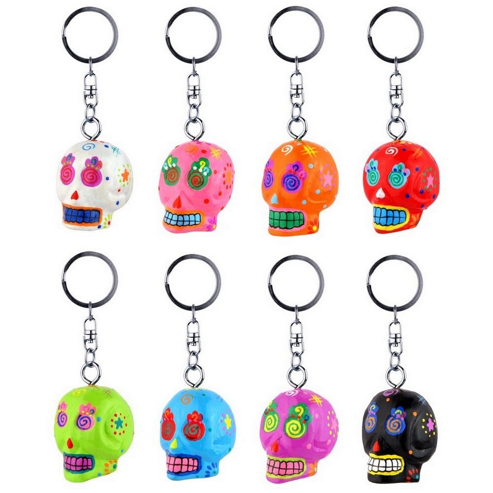 Keyring wood day of the dead