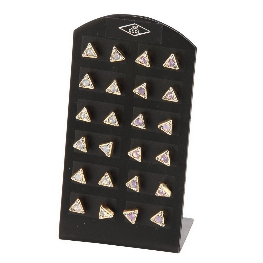 Stud earring crystal glass opal triangle gold