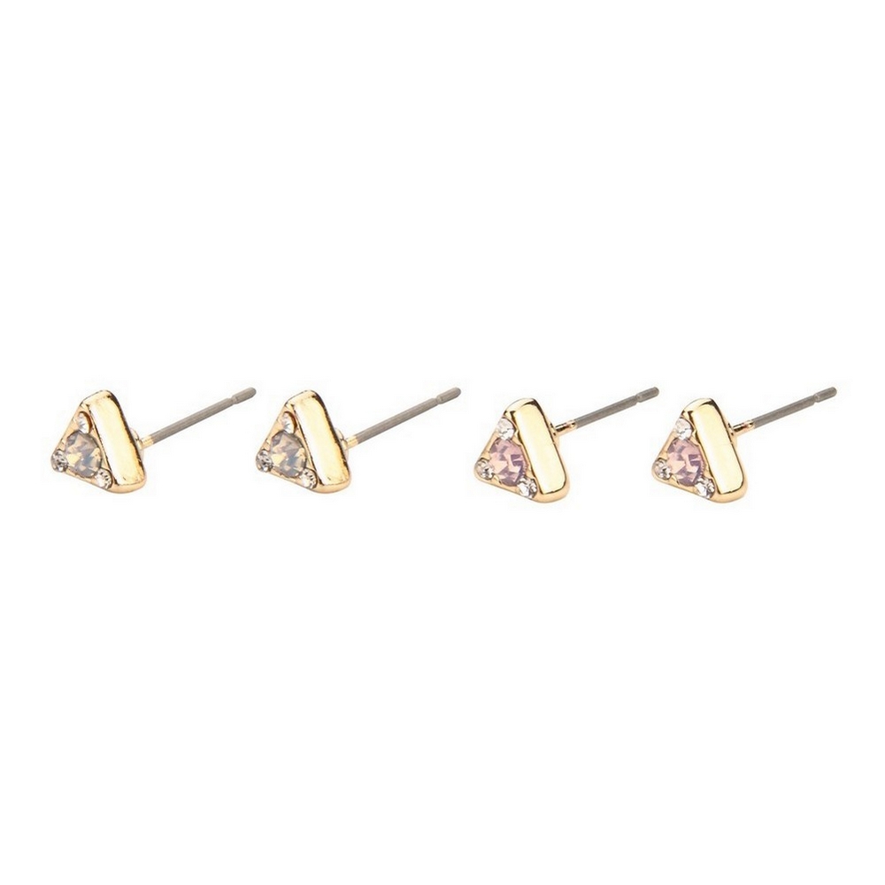 Stud earring crystal glass opal triangle gold - Image 2