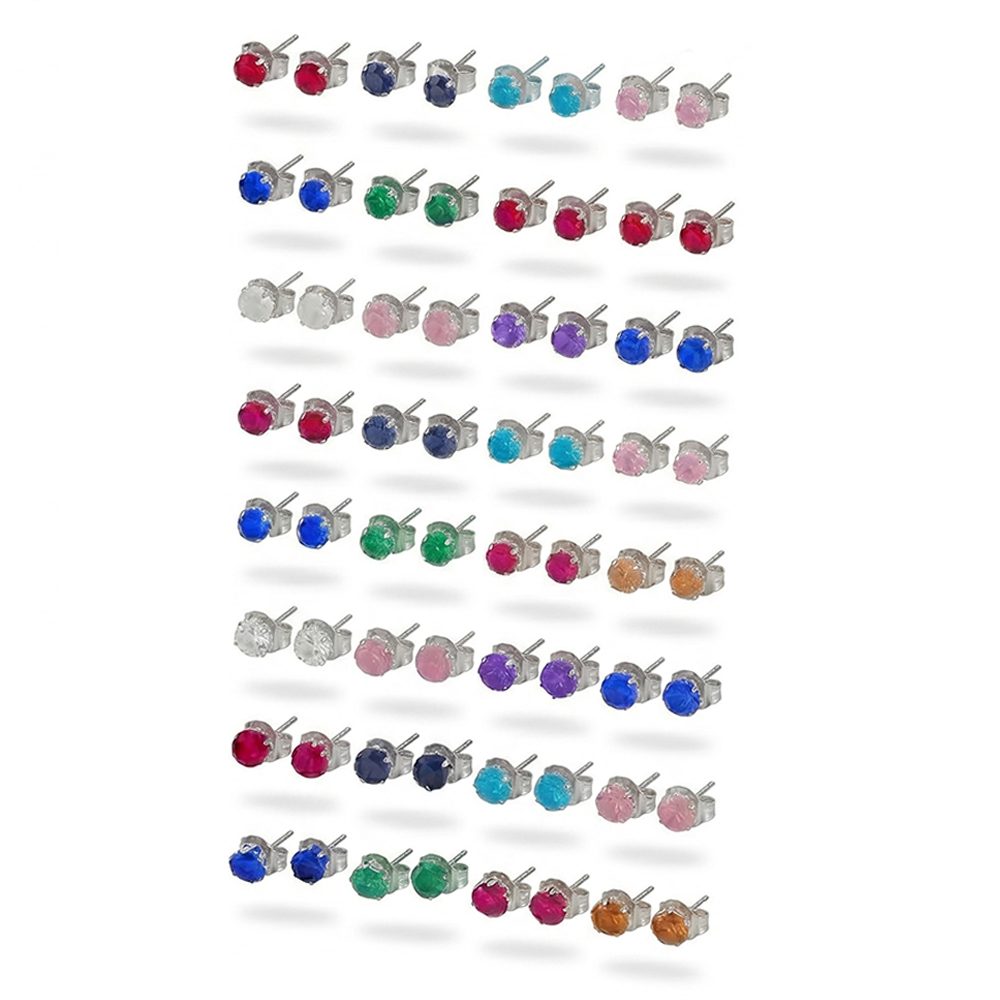 Stud earring cubic zirconium claw set and facetted stone